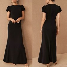 Sachin Babi NWOT Linna Black Short Sleeve Maxi Dress Gown S 4