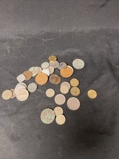 40 x Foreign + UK old Coins assorted Krone Franc Threepence- (5486)