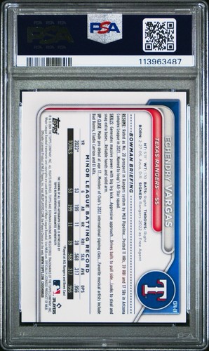 2024 Bowman Chrome Sapphire Echedry Vargas Orange Prospects Auto PSA 10 #10/25 - Picture 2 of 3