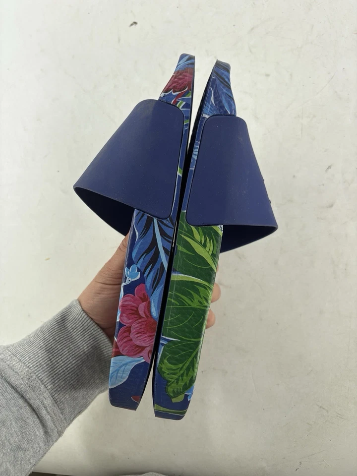 Sandalias Polo Ralph Lauren Para Hombres 10 Azul Jardín Floral Tropical Toboganes Usadas Foto 3 de 4