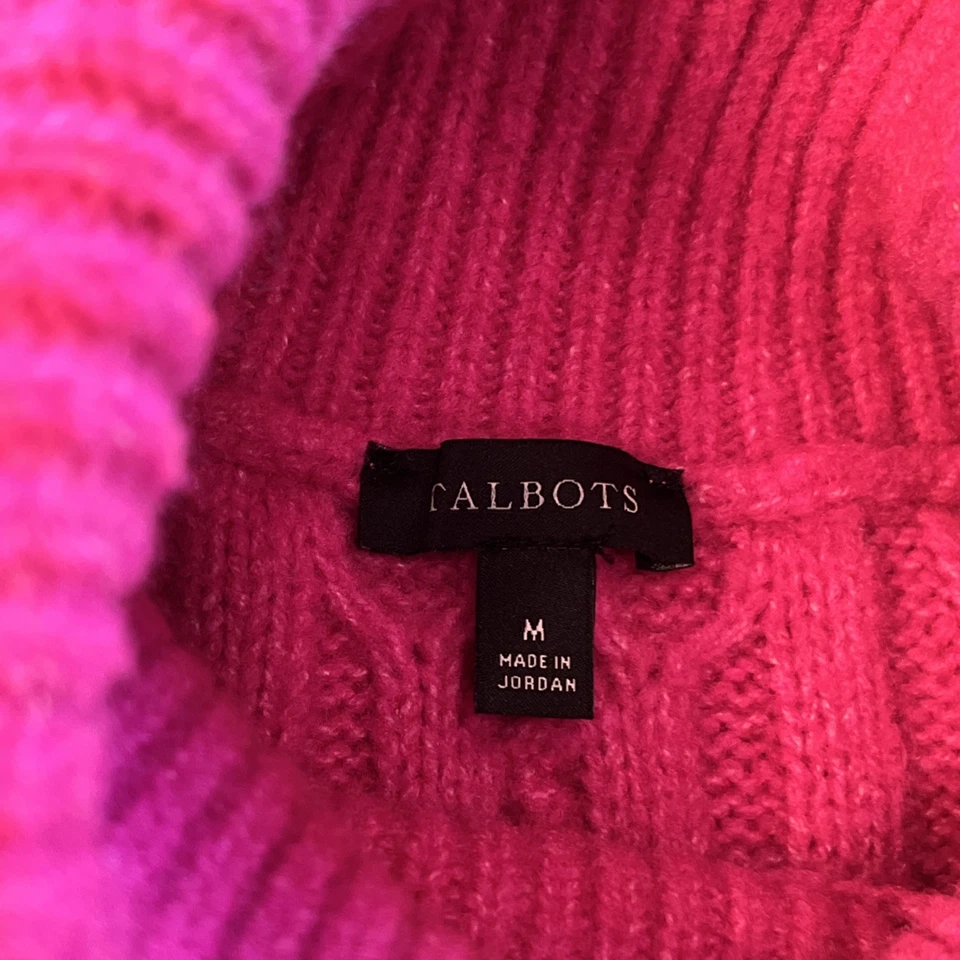 Talbots Cable Knit Pink Sweater Turtle Neck Wool Blend Size Medium Classic - Image 2 of 4