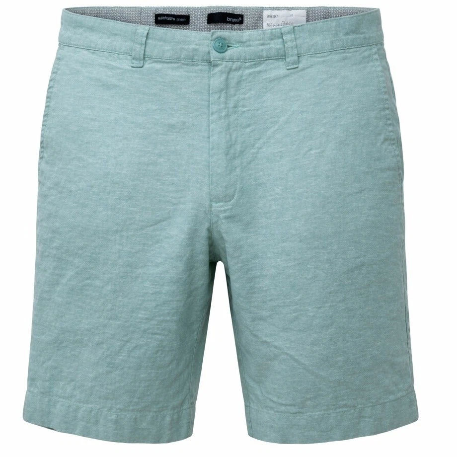 Bruno Shorts Mens 36 Washable Linen Flat Front Mint Green Solid Classic Fit