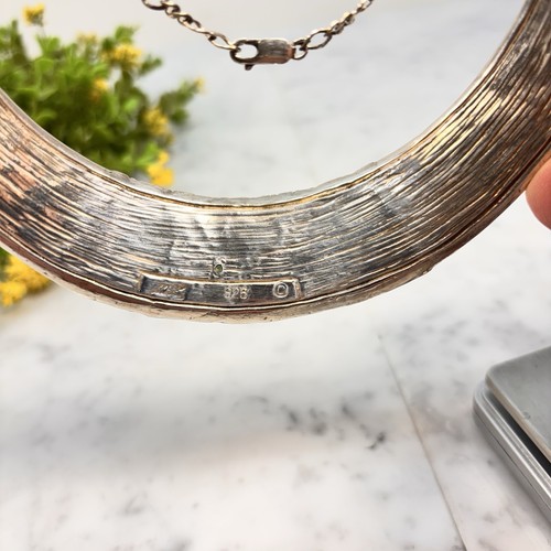 Vtg Signed MH Sterling Silver 925 Modernist Electroform Choker Necklace 15”L - Picture 9 of 20