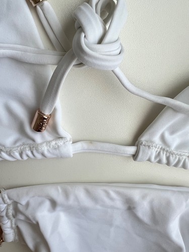 NEW Beach Bunny Alexa triangle top and skimpy bottom set white size small - Picture 13 of 13
