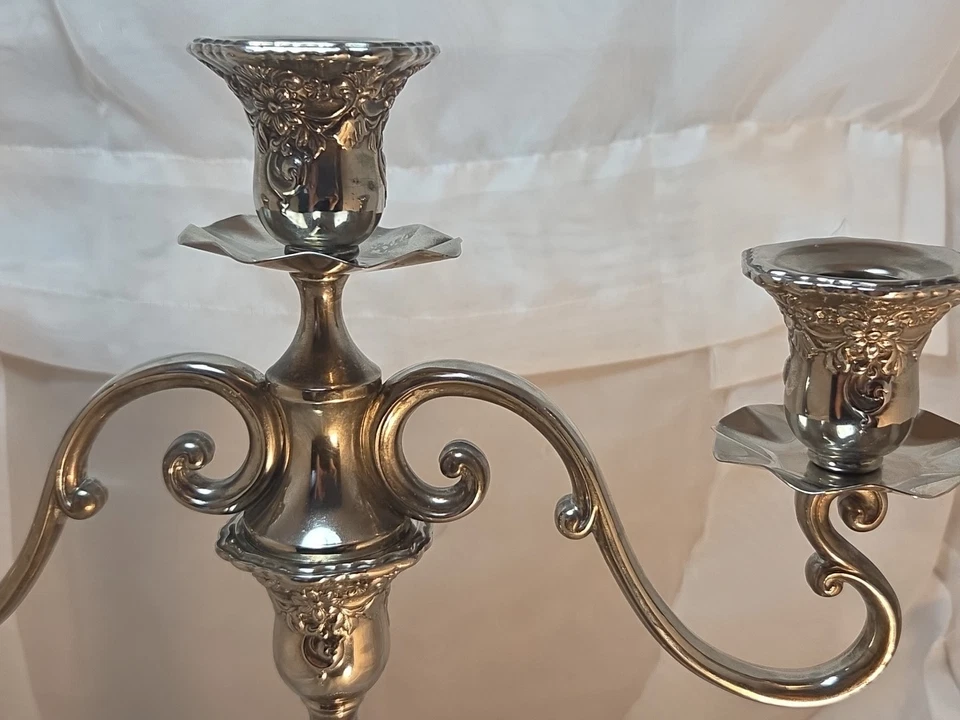 Vintage Silver-Plated Candelabra Ornate Candle Holder Godinger? Baroque Rococo - Image 4 of 4