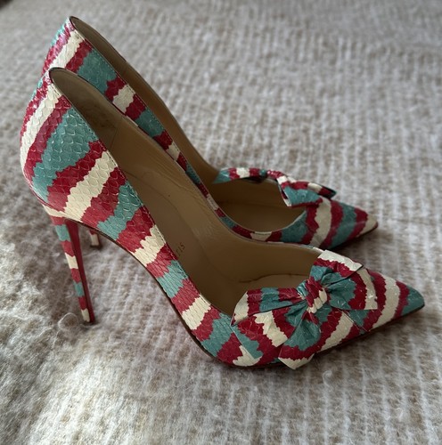 Christian Louboutin Pigalle Follies Multicolour Snakeskin Bow Heels EU36.5 - Picture 9 of 14