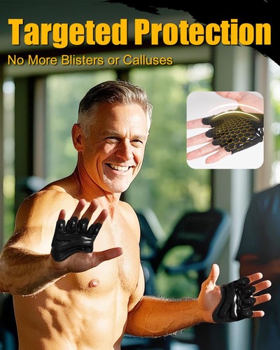 Barehand Workout Gym Gloves Men Women, Minimal Weight Lifting Gloves with Gri... - Picture 3 of 7