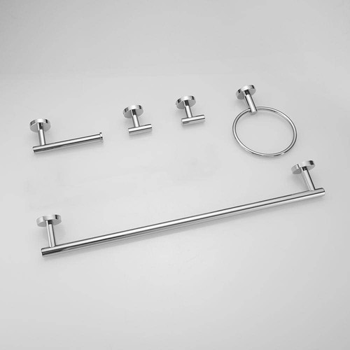 BWE 5-Piece Bath Hardware Set Towel Bar Hook Ring TP Holder Polished Chrome - Picture 7 of 9