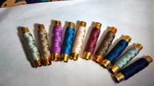 mercerie ancienne - 10 bobines de cordonnet de soie TUBOR