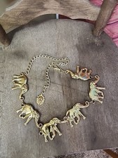 Vintage Anne Klein 1990s Gold Plated Brass Chain Link Elephant Belt