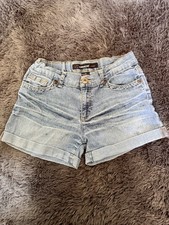 Jordache Girls Regular Fit Denim Shorts Blue Light Wash 14 Pockets Button