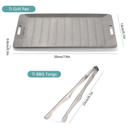 Camping Grill Pan&BBQ Tongs Set Portable Outdoor Cookware Non-Stick Matte Finish - Bild 10 von 27