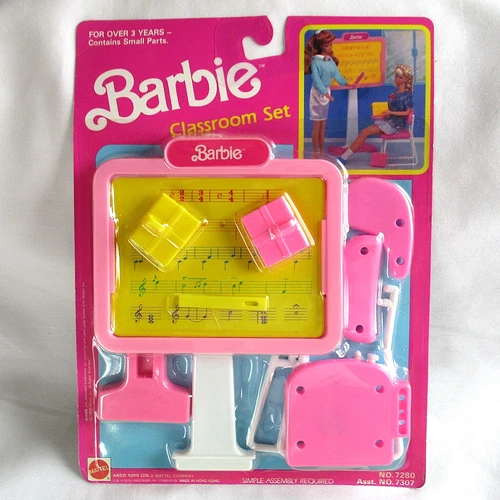 VTG Barbie Doll CLASSROOM Play Set Music Student Desk 1990 Mattel 7280 7307 NIP