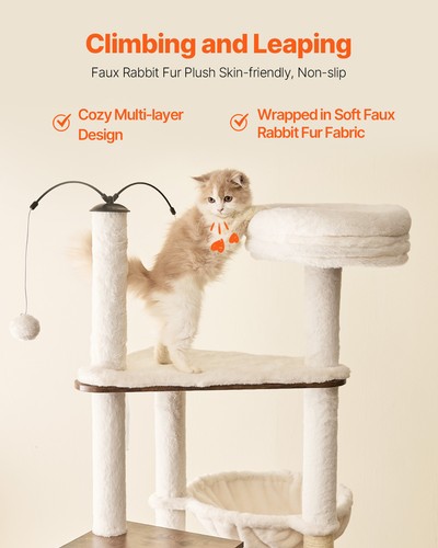 VEVOR Large Cat Tree Litter Box Enclosure 2-in-1 Cat Tower Indoor Cat Play House - Picture 4 of 12