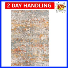 Madison Collection Accent Rug - 2'2" x 4', Grey & Orange, Modern Abstract Des...