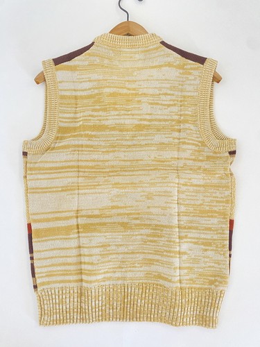 VTG 60/70s Aztec Knit Sweater Vest Large 100% Acrylic Brown Beige Rust Mint Cond - Picture 9 of 10