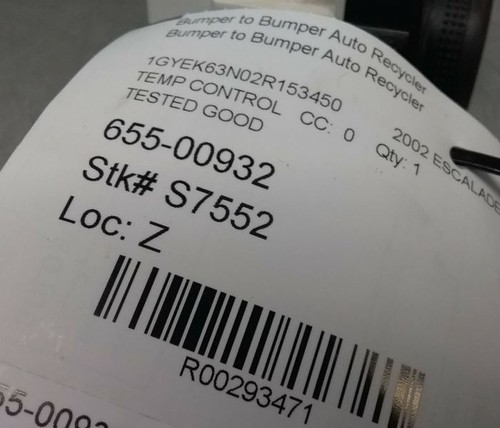 2002 ESCALADE Temperature Control Dash Mounted Main - Picture 7 of 12