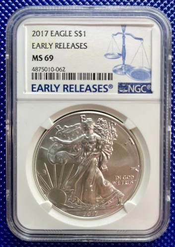 2017 ~ Silver Eagle S$1 ~ NGC MS69 ~ EARLY RELEASES ~ #4875010-062