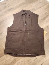 Large Brahma Mens Insulated Canvas Work Vest Full Zip Pockets Size L 42-44 Brown
