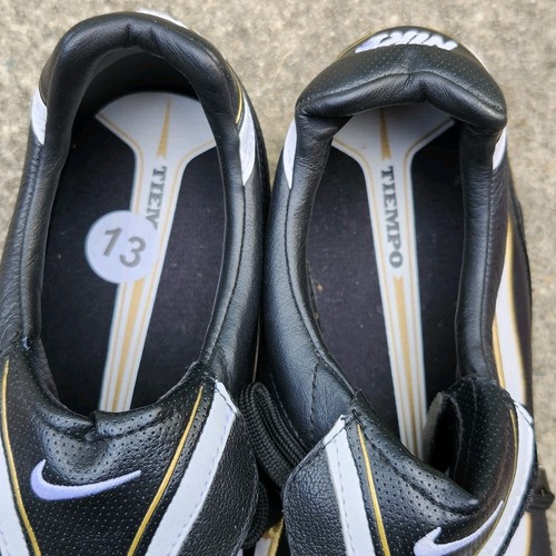 Nike Tiempo Soccer Cleats Black Gold White Mens 13 & Predator Repliq Shinguards - Picture 12 of 13