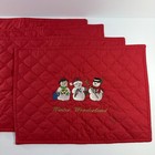 Christmas Holiday 4 Set Placemats Snowman Winter Wonderland Quilted *photos*