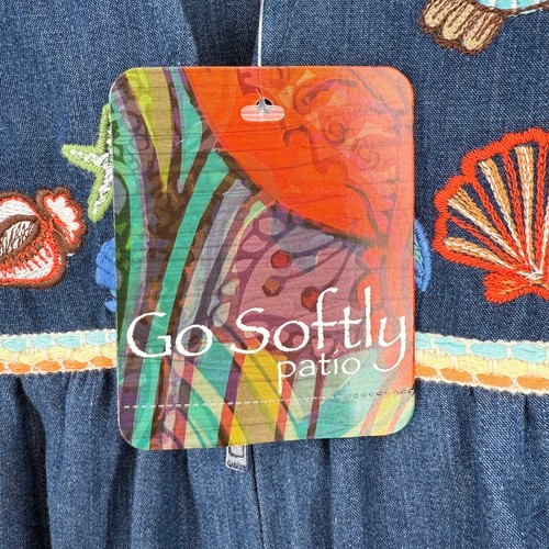 Go weich Denim bestickt Schildkrötenpanzer Terrassenkleid Gr. Large Sea Life durchgehender Reißverschluss - Bild 9 von 10