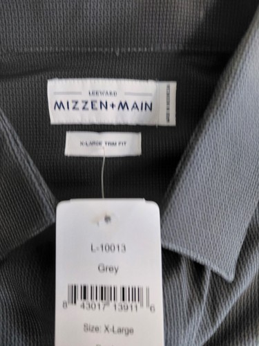 NEU Mizzen Main Herren XL Leeward Hemd dunkelgrau Knopfleiste gedeckt geometrisch - Bild 4 von 9