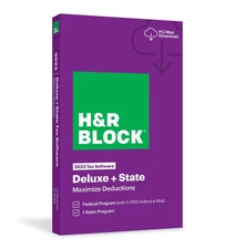New 2023 H&R Block Tax Software Deluxe+State Edition for PC/MAC [Key Card]