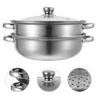  Stainless Steel Stack Steam Pot Set With Lid 2 Tier Steamer Pot Saucepot Double