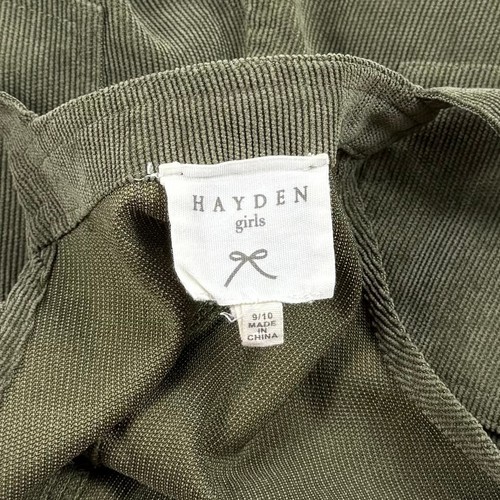 Hayden Girl's Corduroy Wide Leg Overalls Size 9 / 10 Olive Green - Picture 4 of 9