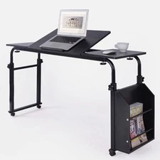 Desk Laptop Table Rolling Laptop Cart Computer Stand UP Cross The Bed Adjustable