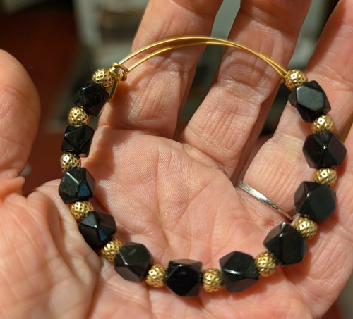 Alex & Ani black Octagon gold bead bracelet - Picture 3 of 3