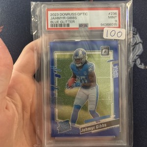 2023 Panini Donruss Optic-Rated Rookie Jahmyr Gibbs #236 Blue Glitter Prizm (RC)