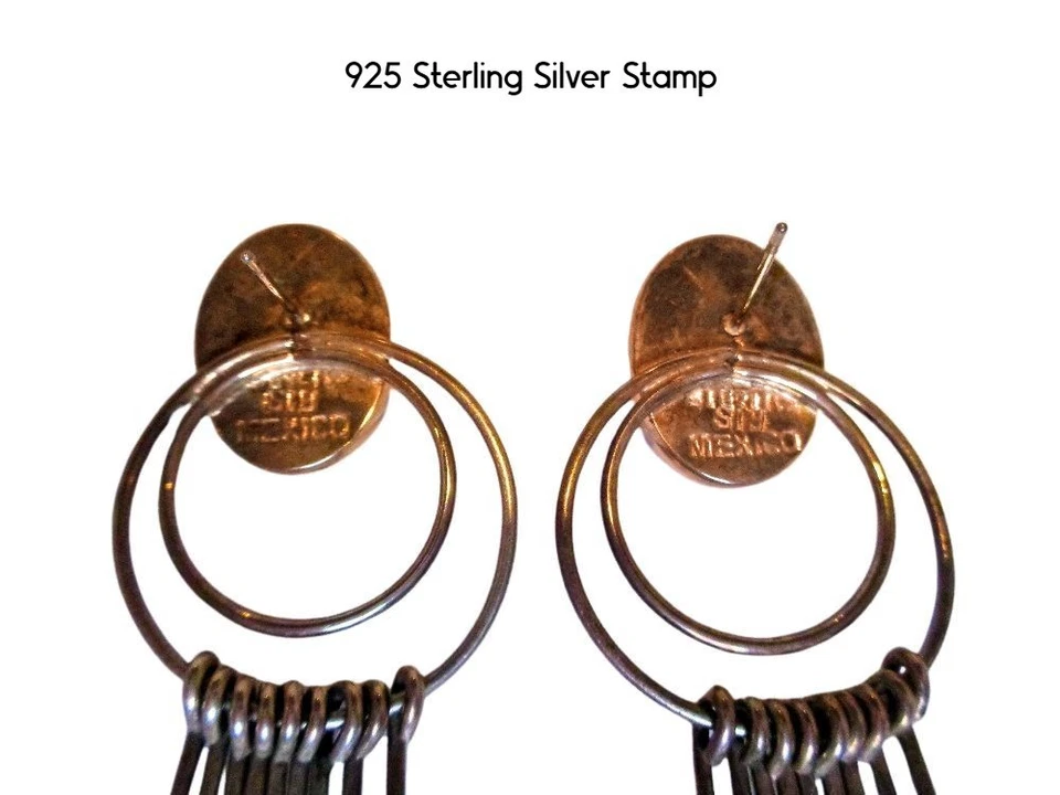 Pendientes Turquesa Vintage - Pendientes Colgantes Turquesa Plata de Ley Foto 3 de 4