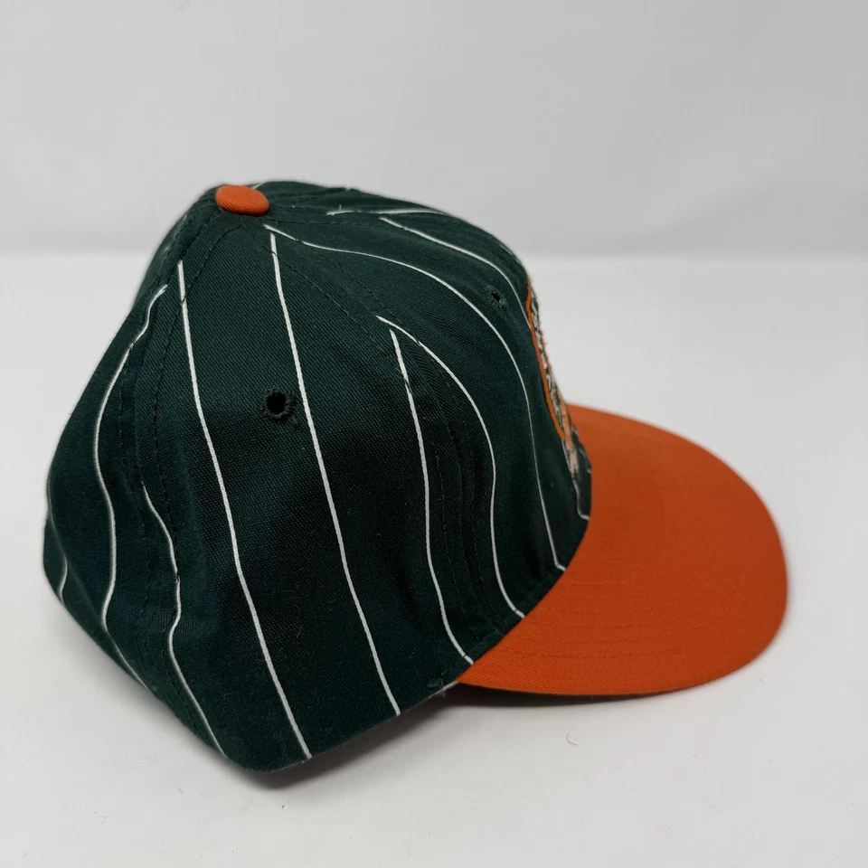 Gorra gorra vintage Miami Hurricanes espalda a presión para hombre a rayas fútbol americano iniciador años 90 Foto 4 de 4