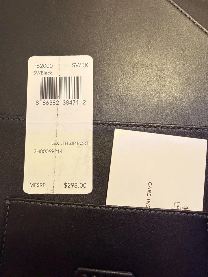 NUEVO Portafolio Coach F62000 Cuero Cremallera SV/BK Negro Foto 4 de 4