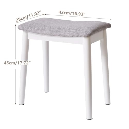 Saddle Cushion Vanity Stool Chair, Foot Rest Stool with Solid Wood Legs, - Picture 4 of 7