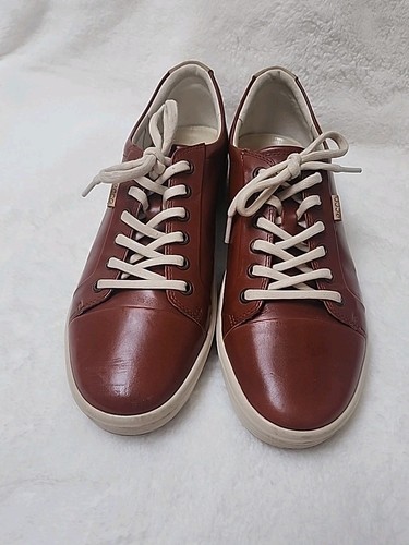 Ecco Soft Brown Leather Lace Up Sneakers Shoes Women's US Sze 11-11.5 - Picture 2 of 8