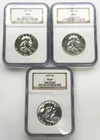Lot of 3 Franklin Proof Half Dollars 50C NGC 1955 1957 1960 PF66 PR66 Silver