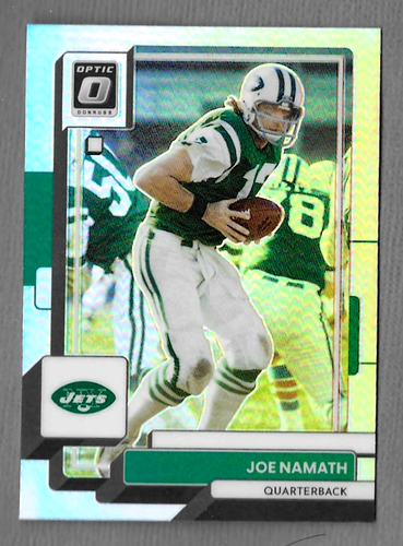 JOE NAMATH 2022 DONRUSS OPTIC FOOTBALL PRIZM INSERT CARD #156 JETS HOF - Picture 1 of 2