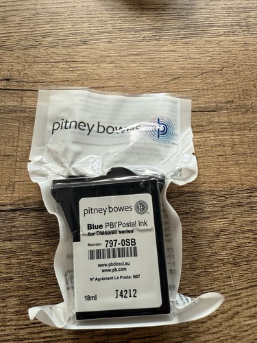 Encre postale originale Pitney Bowes bleue PBI pour affranchisseurs série DM50/60