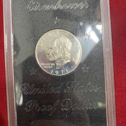 Silver 1971 S Proof Eisenhower Original Brown Box Ike Dollar 40% Silver Coin - Picture 3 of 8