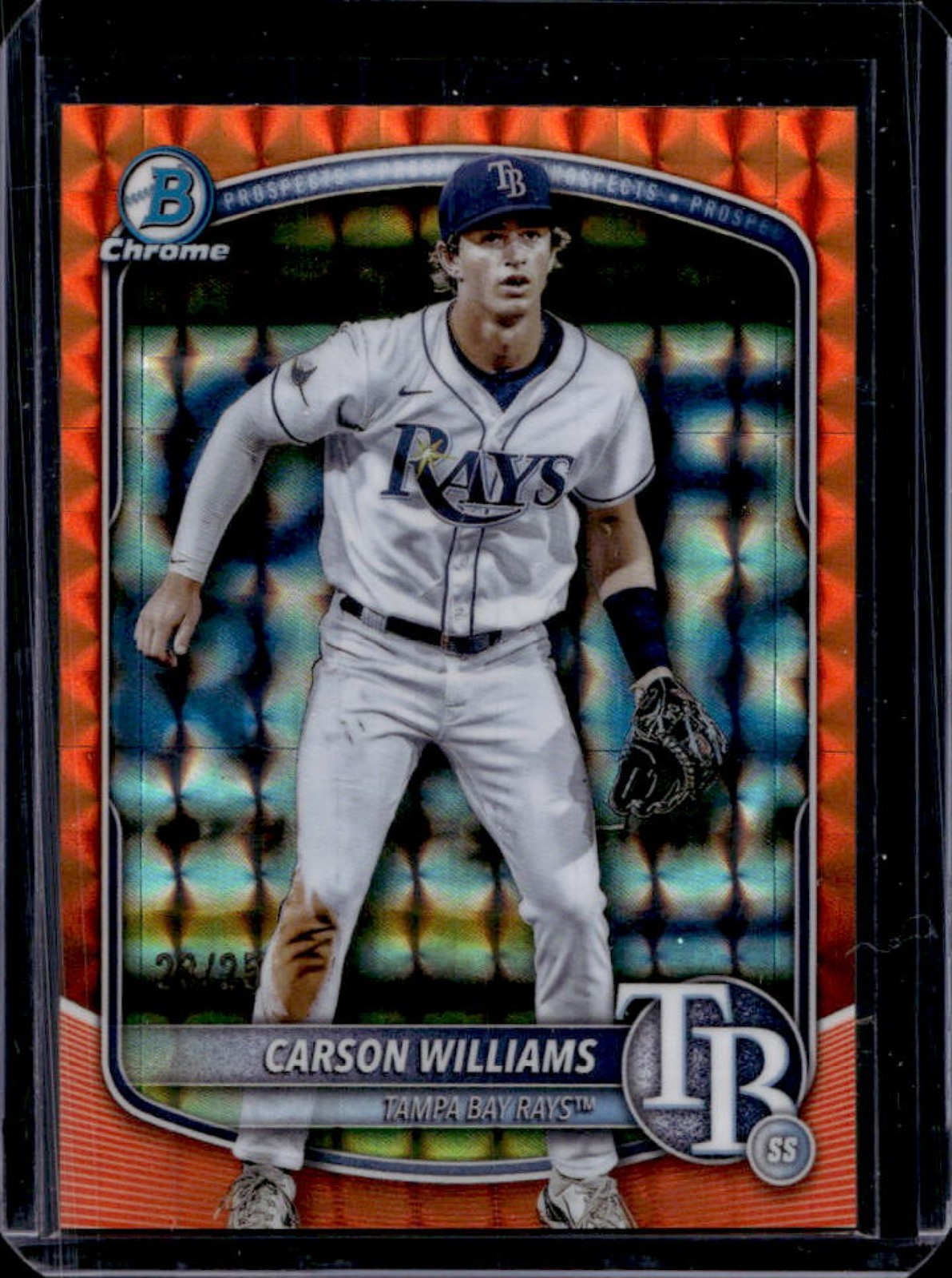 2025 Bowman Chrome Carson Williams Prospects Orange Geometric Refractor #/25