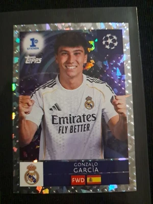 STICKER TOPPS UEFA CHAMPIONS LEAGUE 2025-26 GONZALO GARCIA #296 1ST STICKER REAL - Photo 1/4