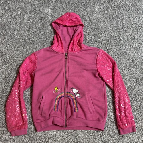 Peanuts Hoodie Girls Size 10 Sequin Glittery Embellished Rainbow Y2K Vintage - Picture 1 of 7