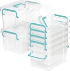 Set of 7 Pack Stackable Storage Bins with Handle, Clear Plastic Container Box...