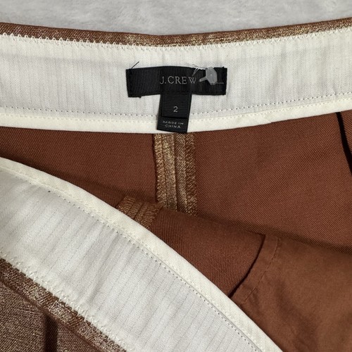 J.Crew Metallic Linen Crossover Shorts Mini Skort Size 2 Copper Gold Pockets NEW - Picture 9 of 15
