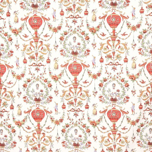 Village Parade Toile rot auf weiß Stoff Baumwolle 280 cm französische Einrichtung - Bild 1 von 6