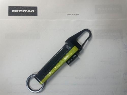 Freitag F531 Archer Keychain Grey Green Ring Attached Used