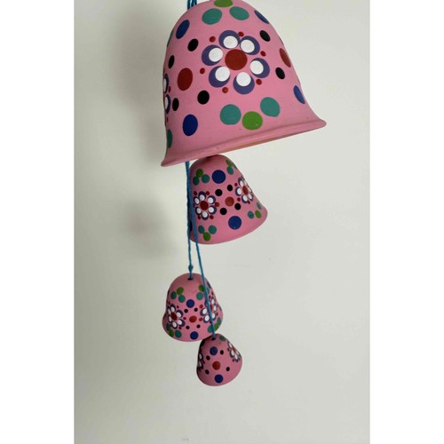 Buntes rosa Blumen handbemalt hängendes Windspiel Mexiko - Bild 3 von 9